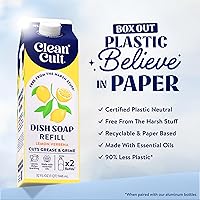 Vista 2 de Cleancult Repuesto líquido de jabón para platos (32 onzas, 1 paquete), poder de limpieza a base de plantas, jabón para platos que corta la grasa