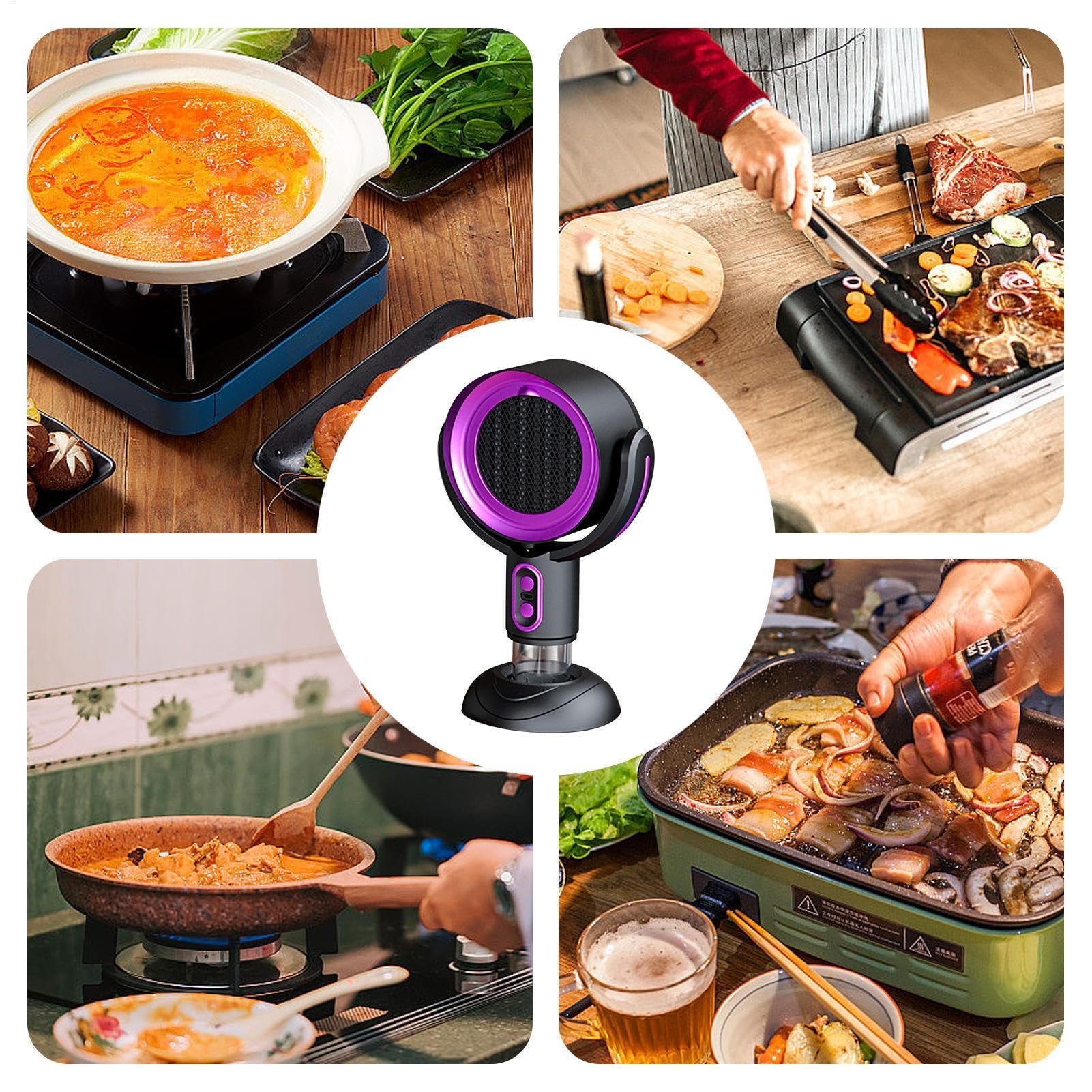 Campana Extractora Portátil para Cocina - Ventilación Recargable 3000 mAh, Campanas de Cocina con Rotación de 360 Grados, Extractor de Aire Portátil para Cocinar y Uso en Escritorio