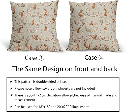Miniatura 6 de Juego de 2 fundas de almohada de otoño de 18 x 18 pulgadas, naranja quemado, calabaza, otoño, cosecha de Acción de Gracias, fundas decorativas para