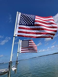 American Flagpole Set, 20 x 30 Flag, 4 foot Flagpole, Rod Holder mount 48 inches, 7/8" Diameter fiberglass sturdy pole with stainless steel carabiners includes Embroidered American Flag by BOAT TRIX