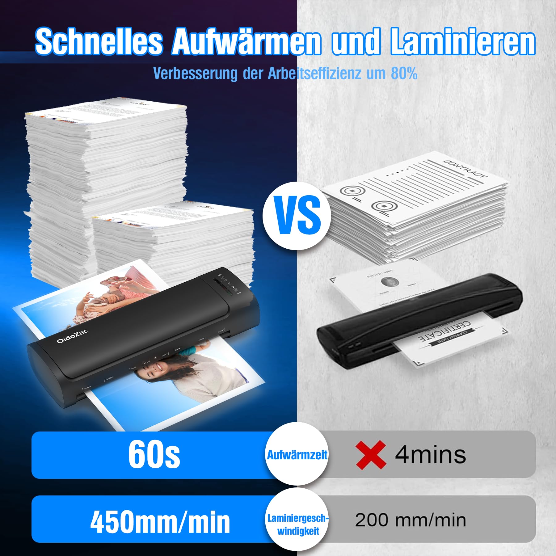 A3 Laminiergerät, 9 in 1 Heiß&Kalt Laminator mit 52 Laminierfolien | Auto Feed und 2-Rollen-System,Anti-Warp-Technologie sowie ABS Anti-Stau für Dokumente, Fotos und Bastelarbeiten