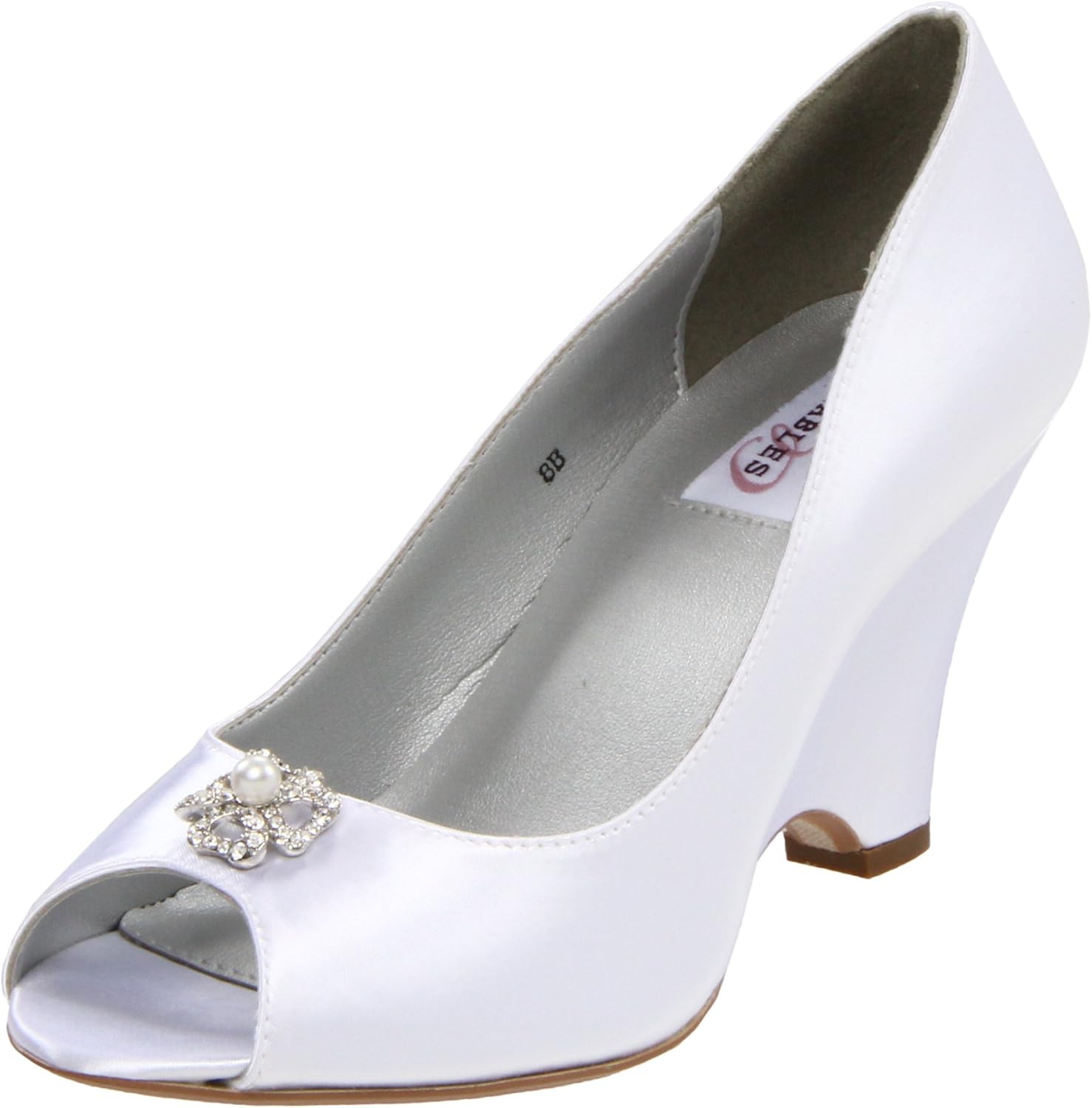 Dyeables Women's Minka Wedge Pump,White Satin,6.5 B US