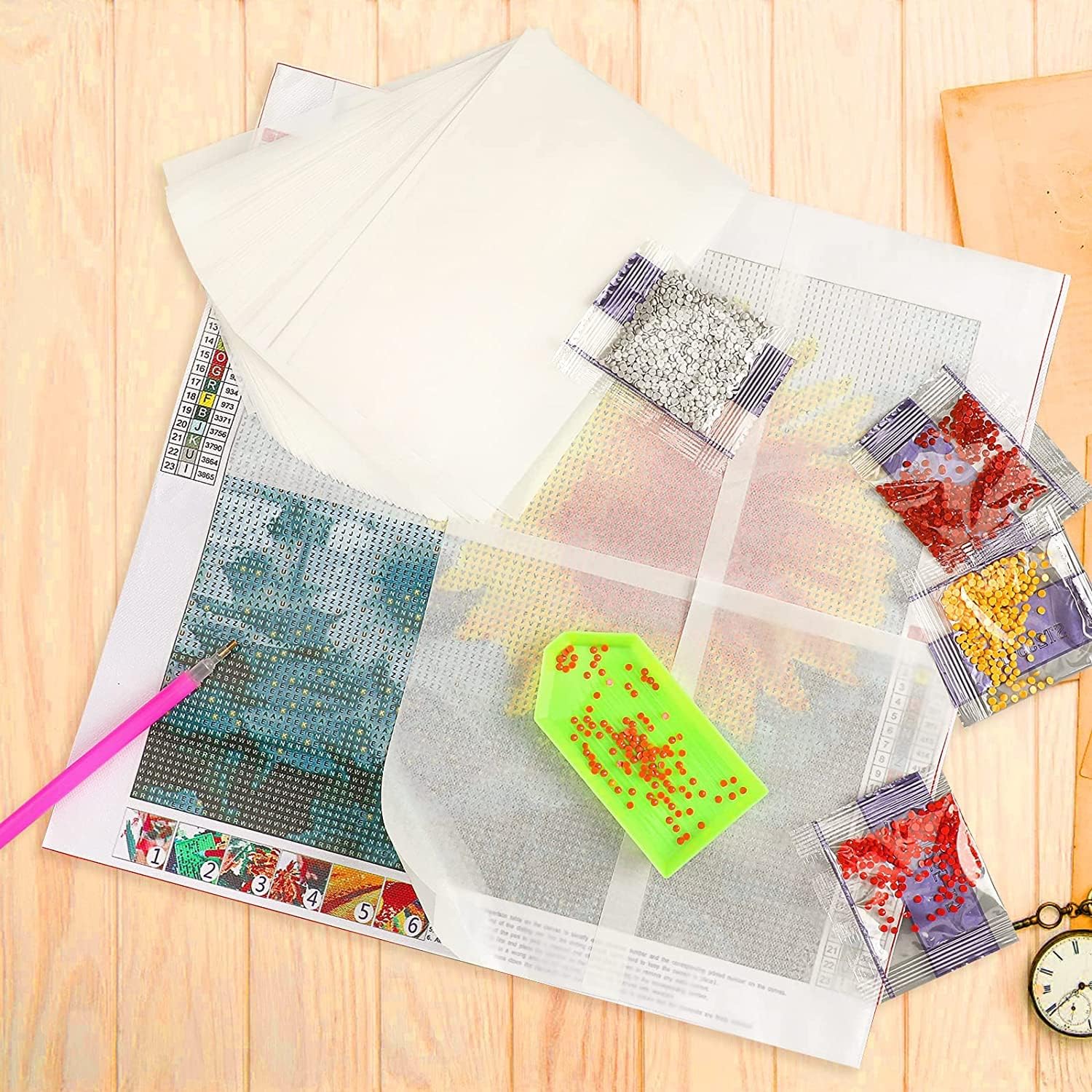 ALKRITA 50 Pieces Diamond Painting Release Paper 15 x 10cm Non-Stick Silicone Release Paper Double-Sided 5D Diamond Painting Accessories Cover Replacement Paper