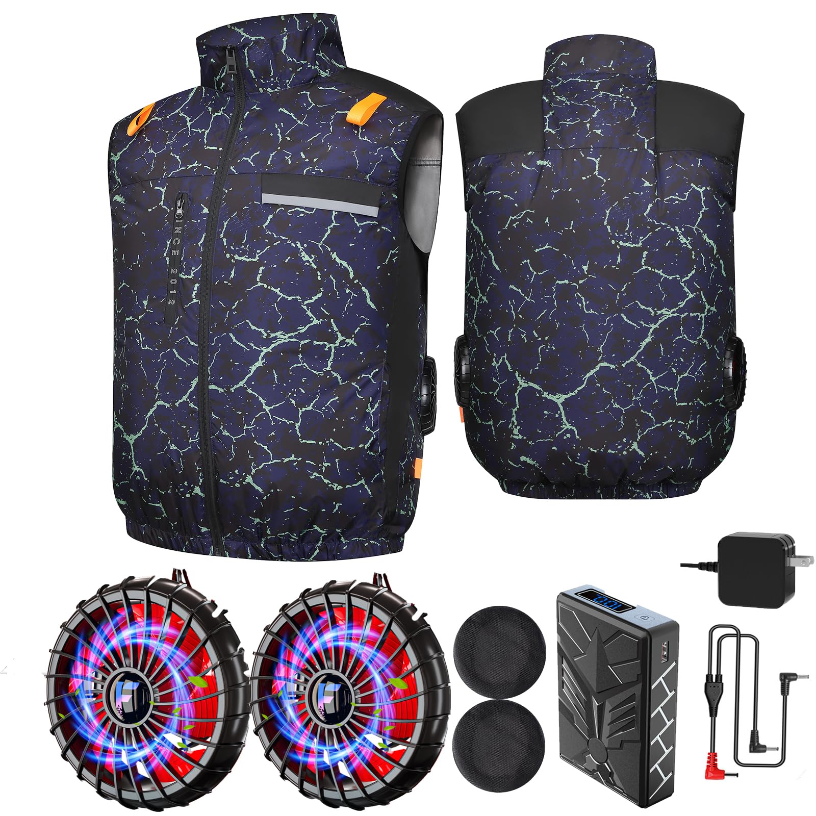 [風神マン] 50V 空調作業服半袖 ファンバッテリーセットファン付きベスト 815MVaOA8JL.jpg