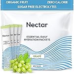 Nectar Hydration Packets - Electrolytes Powder Packets - Sugar Free & 0 Calorie - Organic Fruit Liquid Daily IV Hydrate Sticks for Dehydration Relief & Rapid Rehydration (Grape 18 Pack)