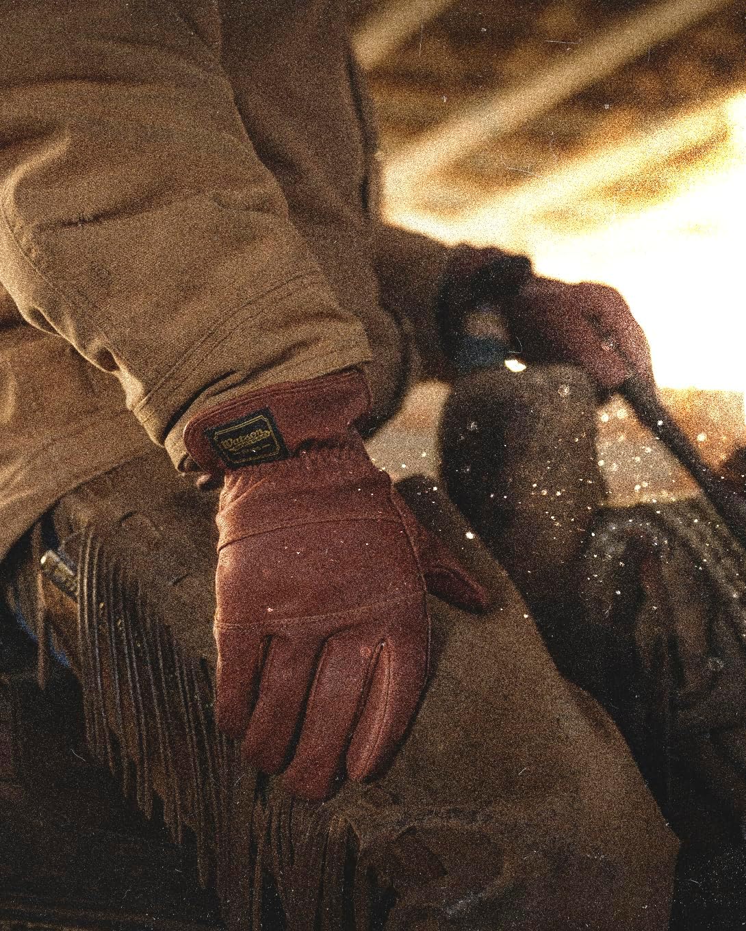 Watson Gloves Leather Ranch Work Gloves - Crazy Horse Grain Driver Style, Water Resistant Goatskin, Palm Patch