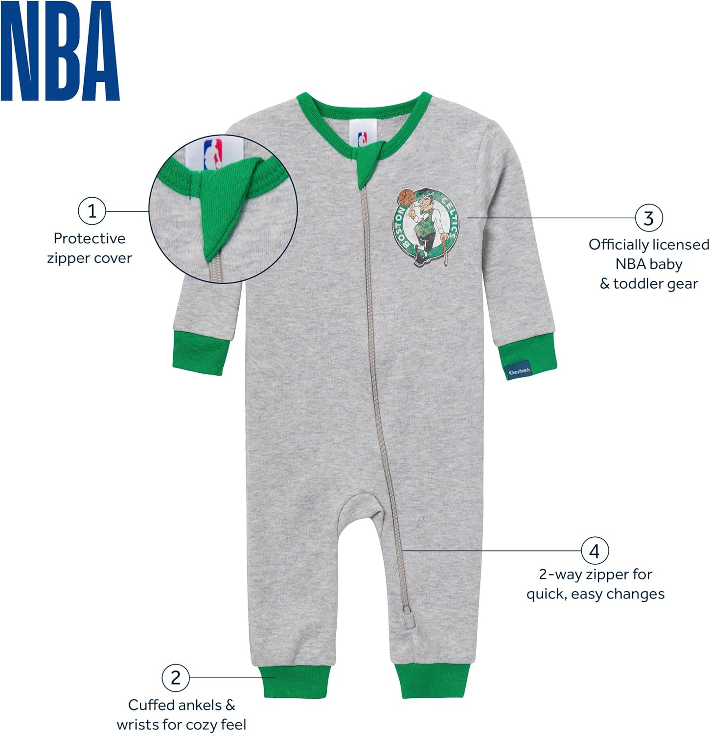 Gerber unisex-baby Nba Team Footless Pajamas - Image 6