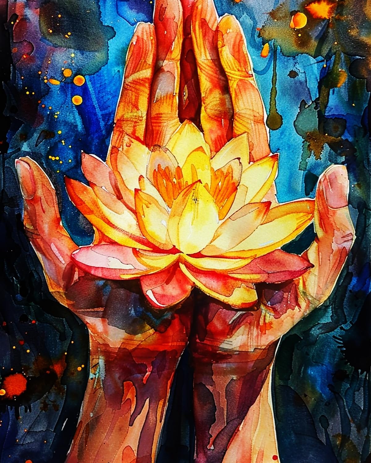 Liubaishi Multicolour Paint By Numbers For Adults, Lotus Light In The Palm, 40X50 Cm Acrylic Canvas Kit With Brushes And Paints