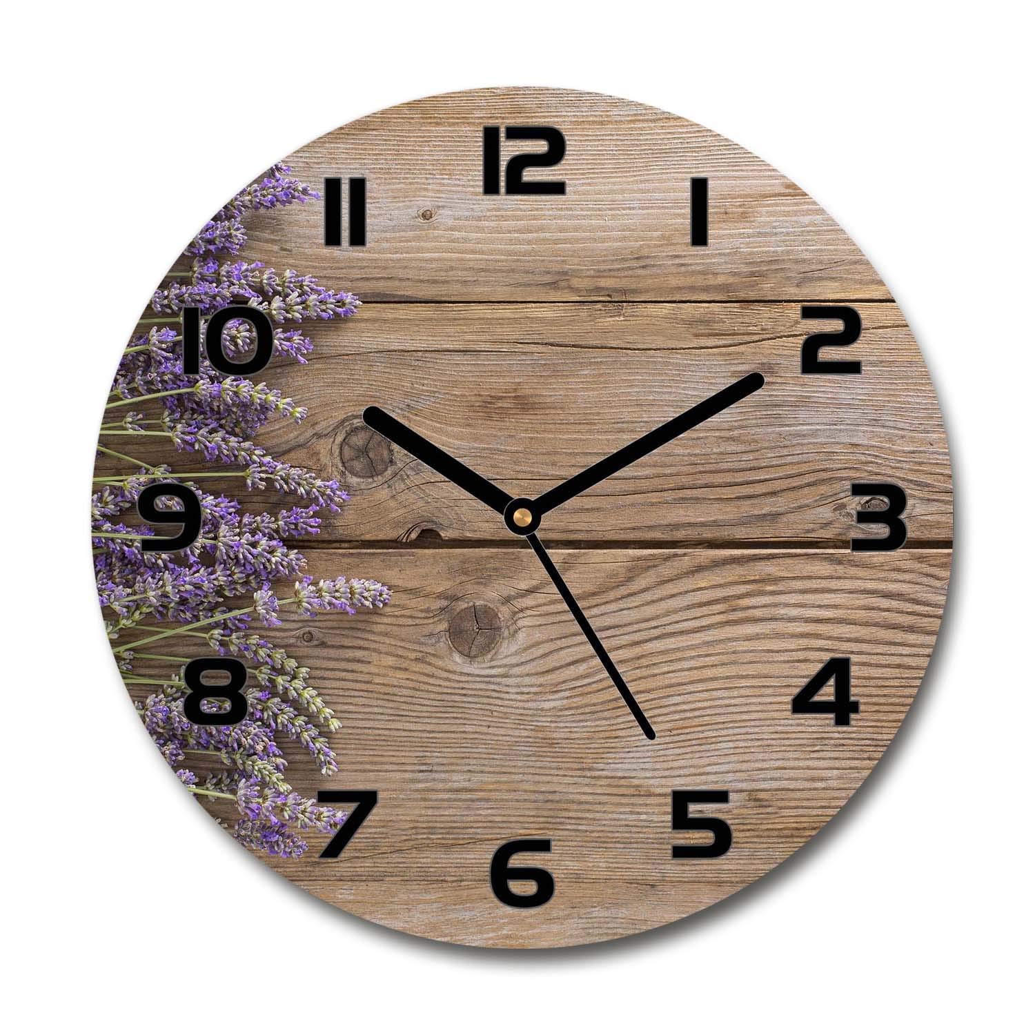 Horloge en verre salon design Tulup - Ambiance lavande apaisante