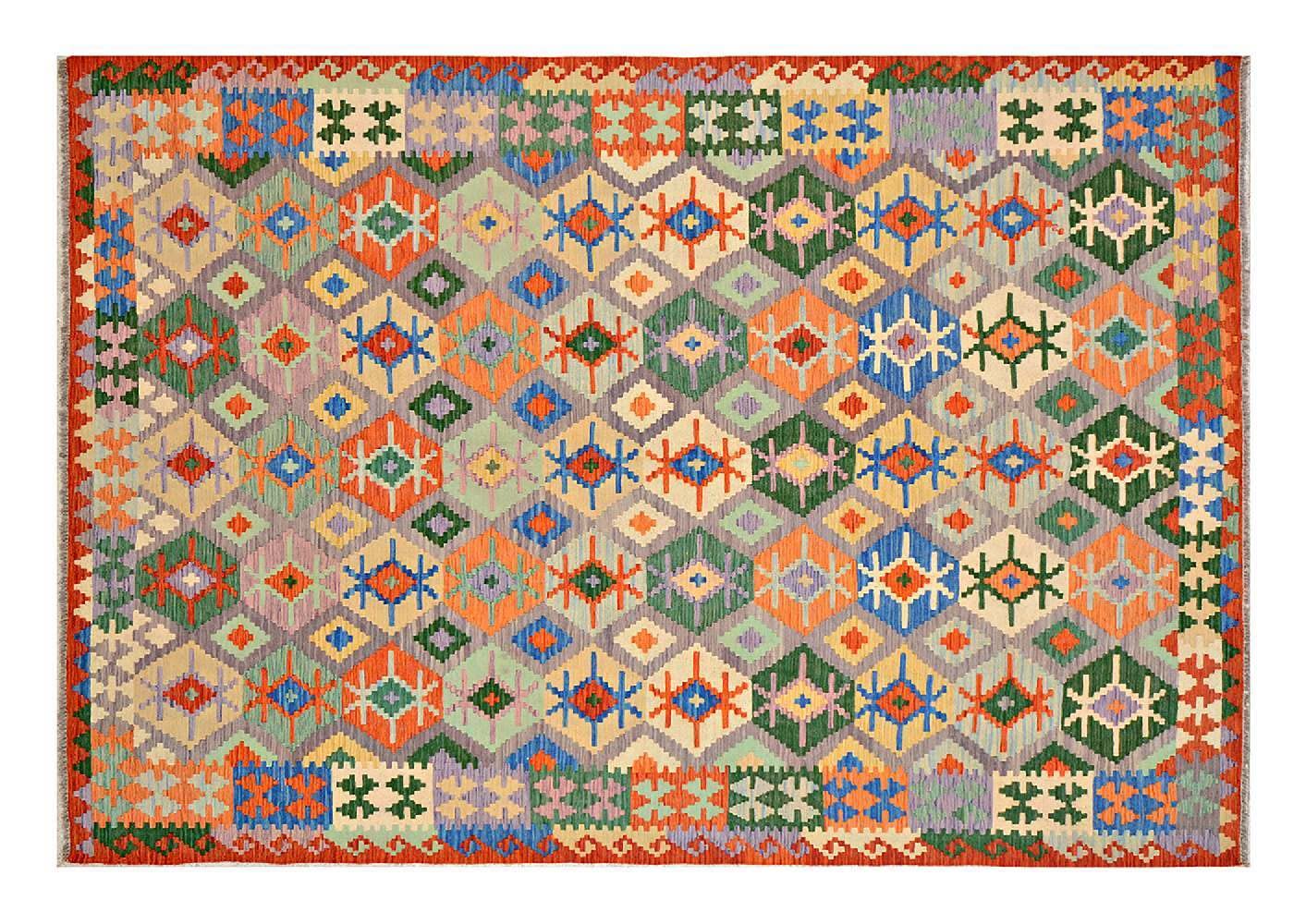 Tapis fait à la main Kelim Afghan en laine pour intérieur haut de gamme