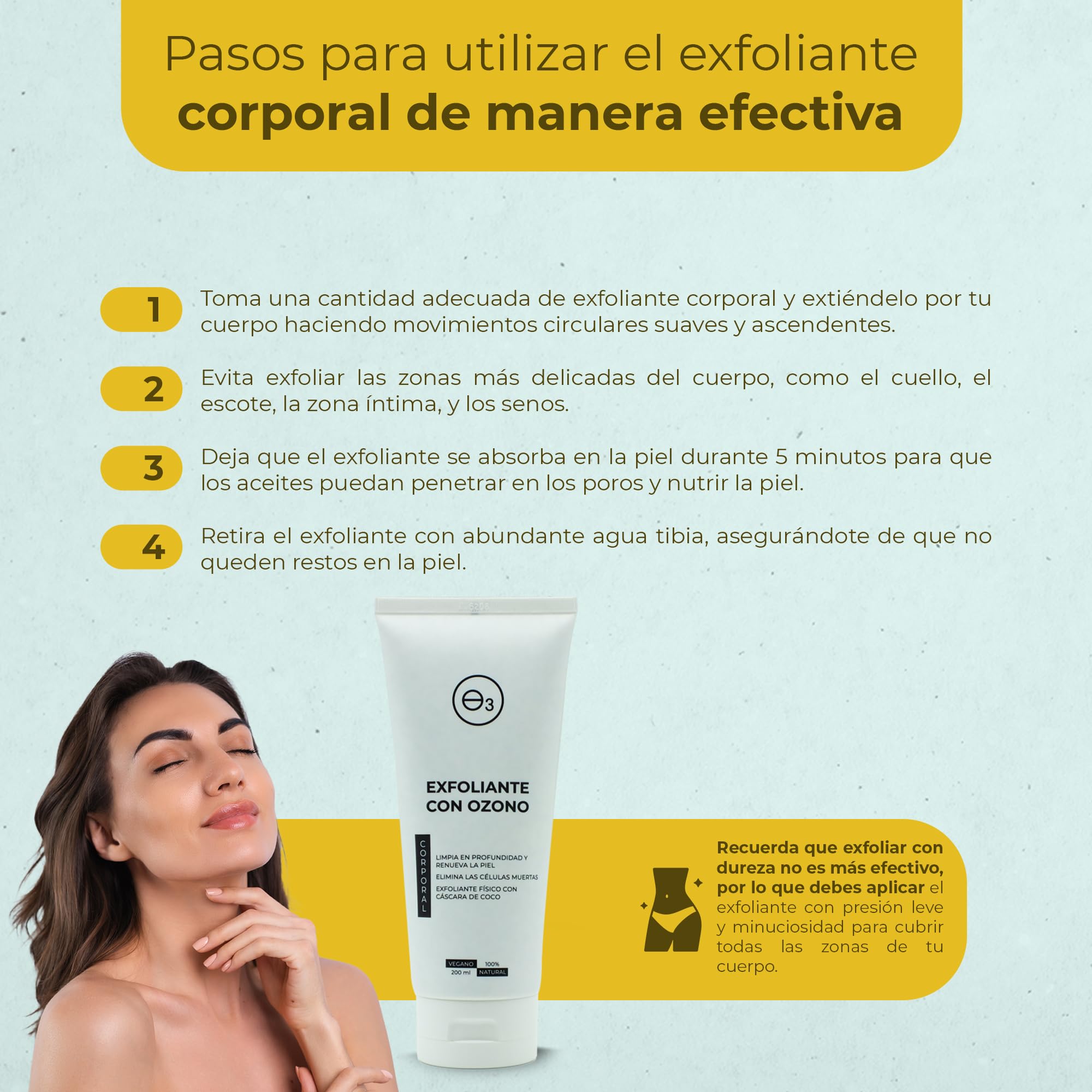OZONO D'OR - Exfoliante Corporal con Ozono 100% Natural ECO., Trata la Piel Grasa Acné, Puntos Negros, Manchas, Poros Obstruidos | Peeling Corporal Elimina la Piel Muerta, Piel Sensible. 200 ml