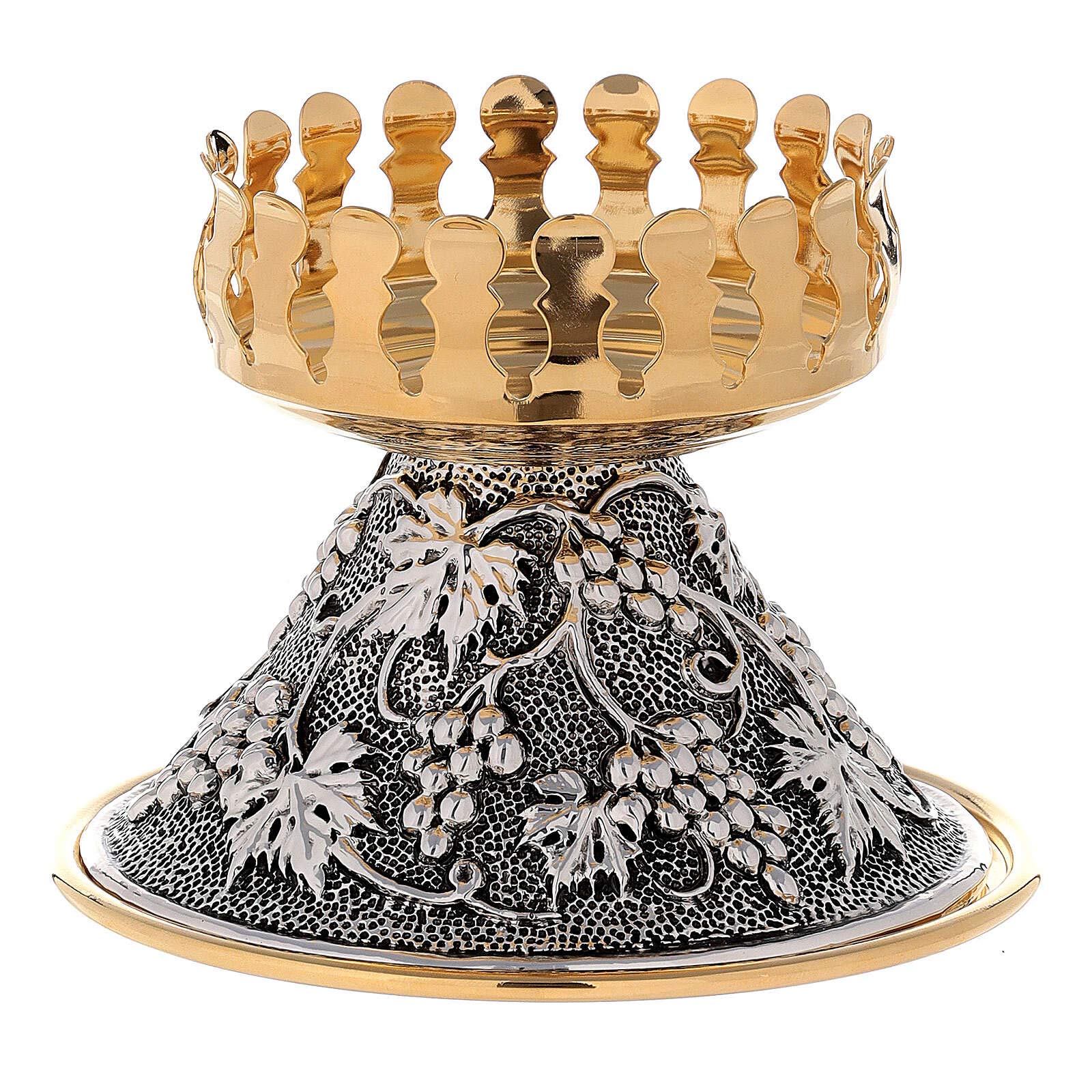 Holy Sacrament red Glass Candlestick on a Grape and Leaf Base