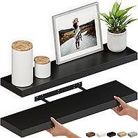Vista 22 de Ballucci Estante flotante, estante de pared de madera de 36 pulgadas con soportes invisibles para baño, sala de estar, dormitorio, cocina, Negro
