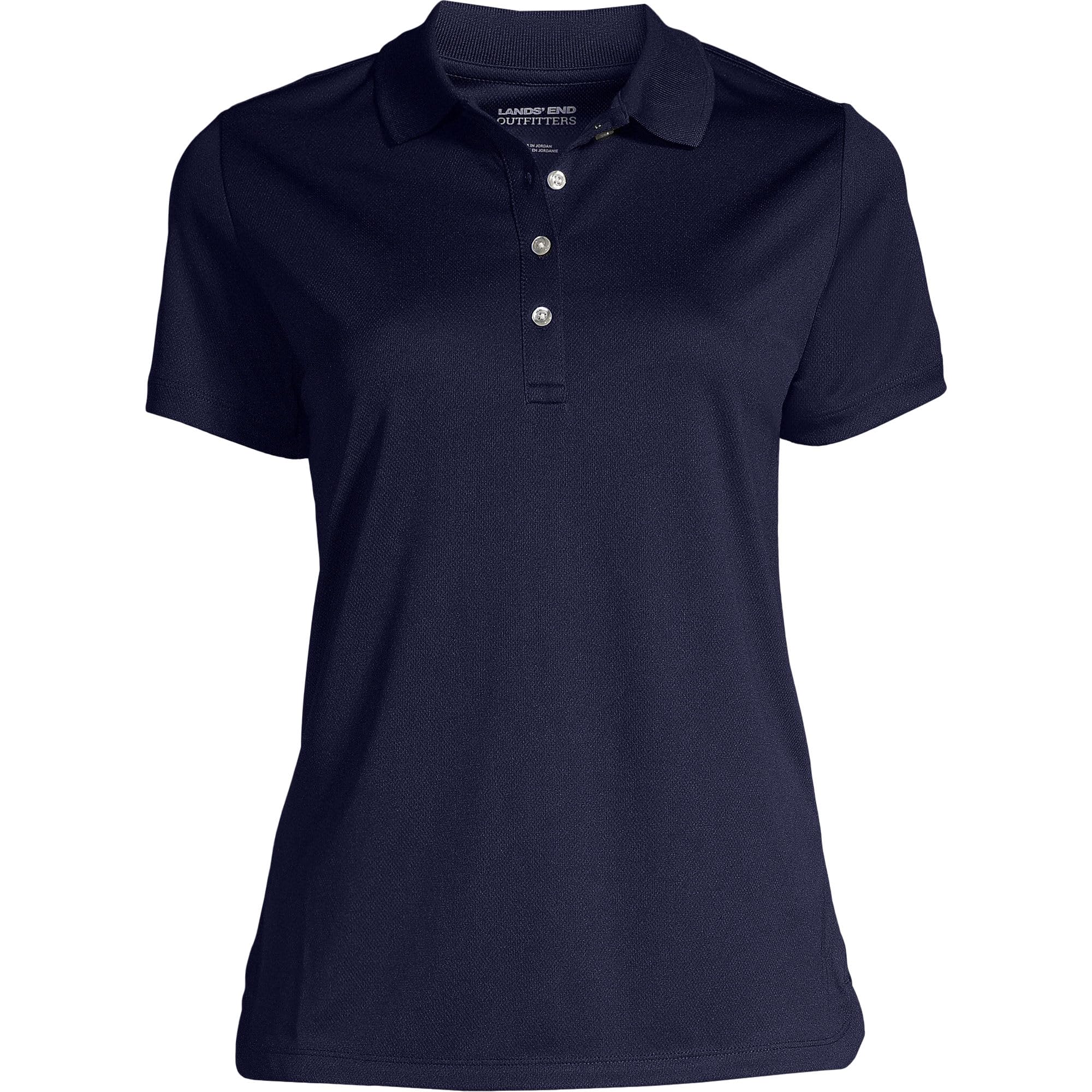 Lands' End Solid Active Polo da donna a maniche corte - Blu - L