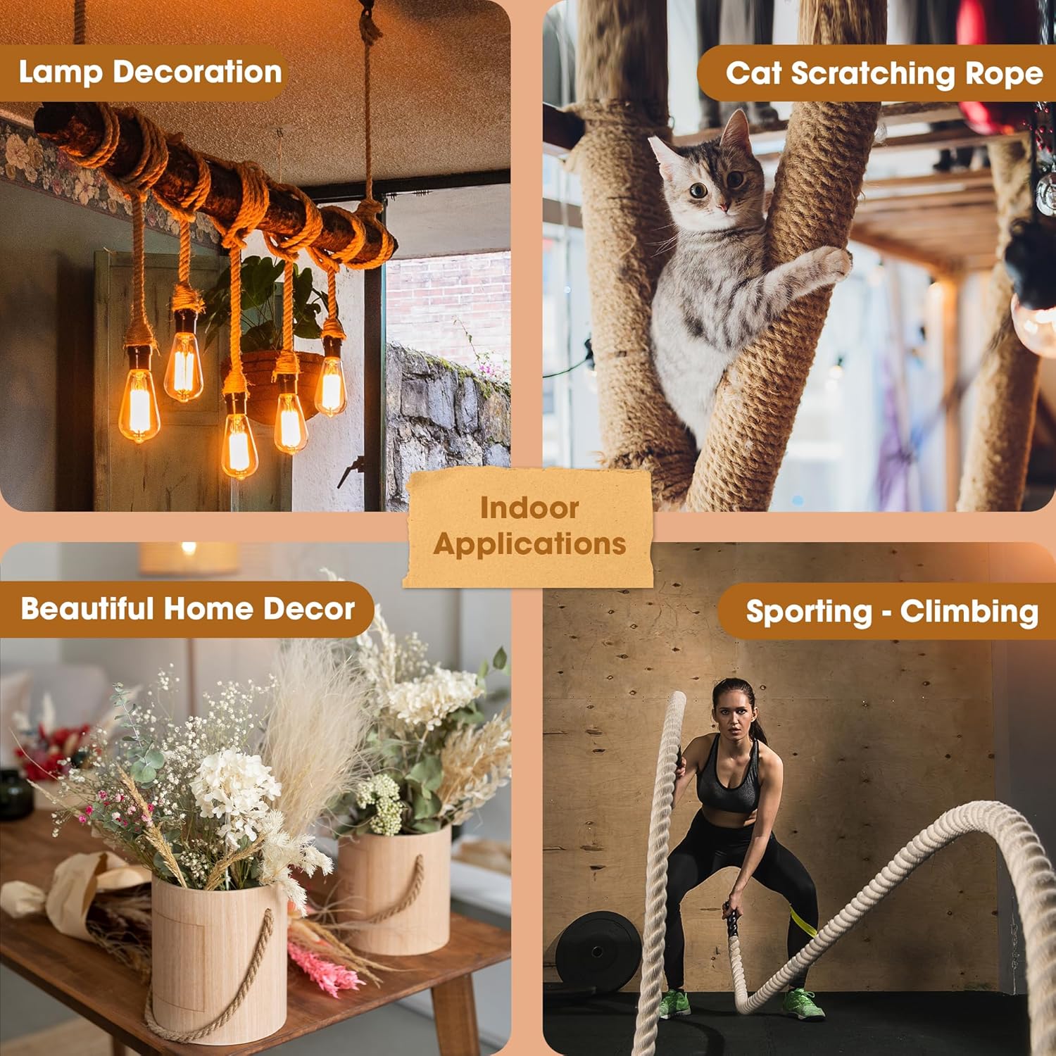 1-3/16 inchs x 50 FT (30mm x 15m) Natural Jute Twist Rope - Ideal for Porch Swing, Railing, Landscaping, Crafting, Gardening, DIY Projects, Home Décor, and Outdoor Use