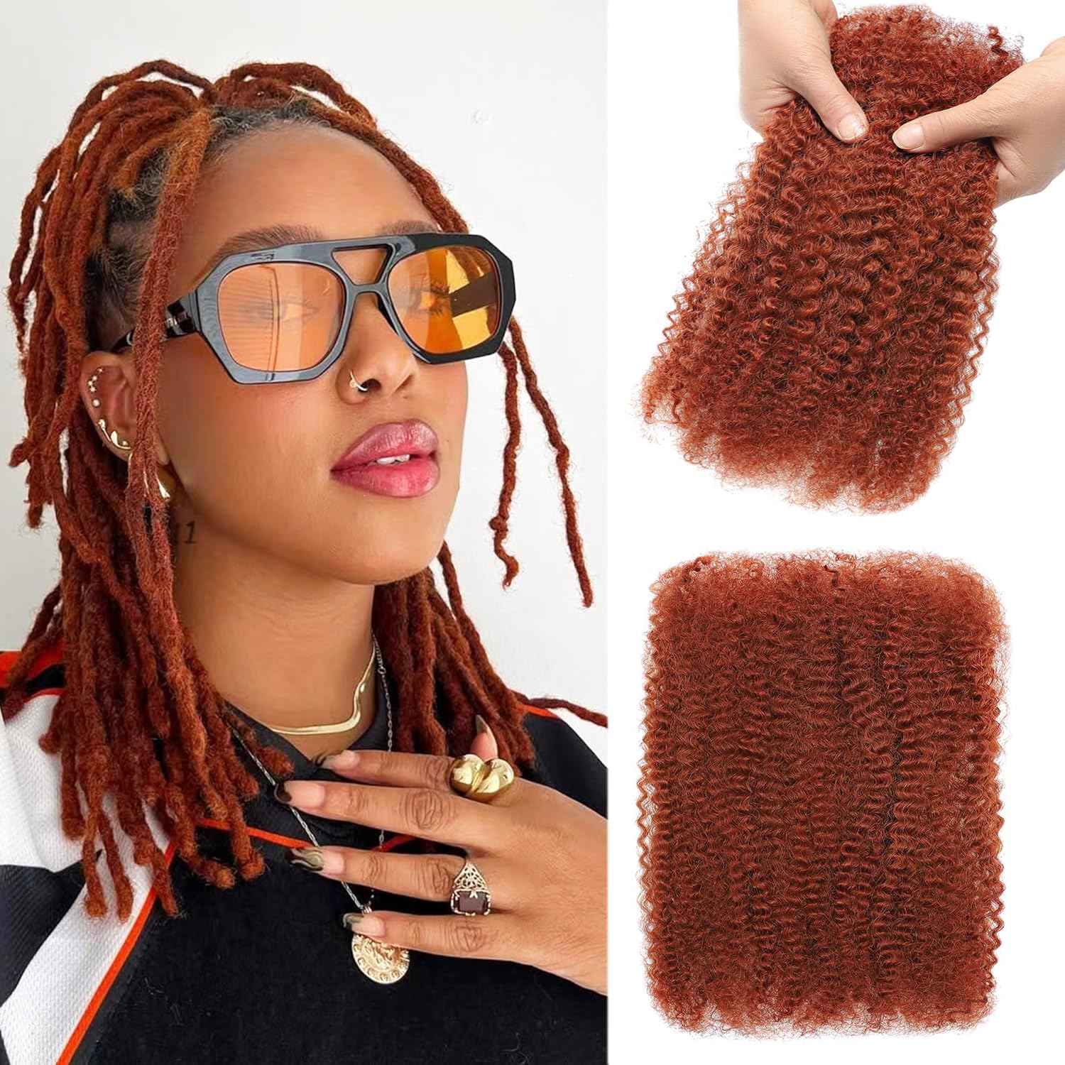 Afro Kinkys Bulk Human Hair for Dreadlock Extensions Mini Twist Braiding Hair 4C Afro Kinky-Curly Human Hair Springy Twist for Repair Locs (350#