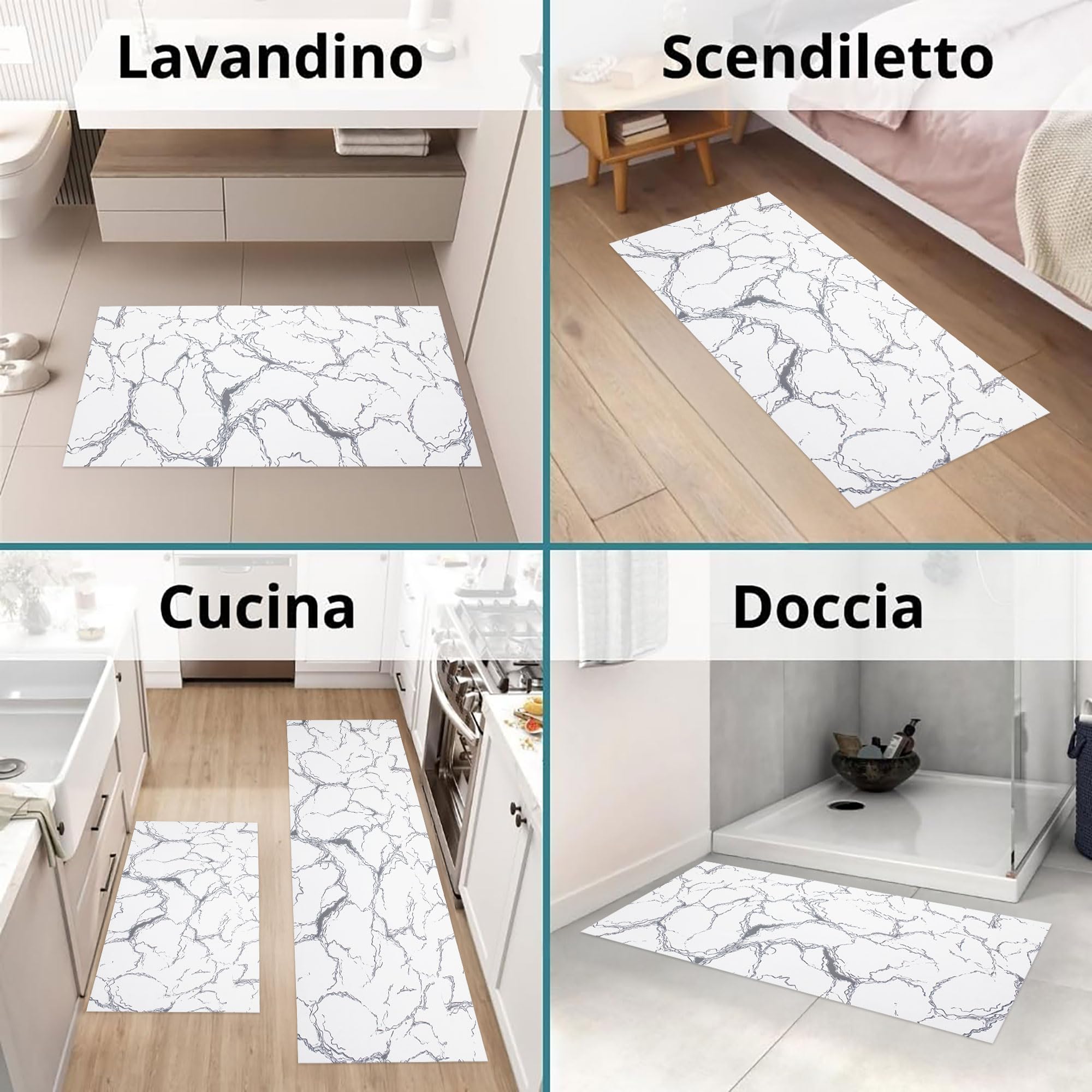 Nada Home Tappeto cucina passatoia antiscivolo a metro effetto marmo marmorizzato 7040