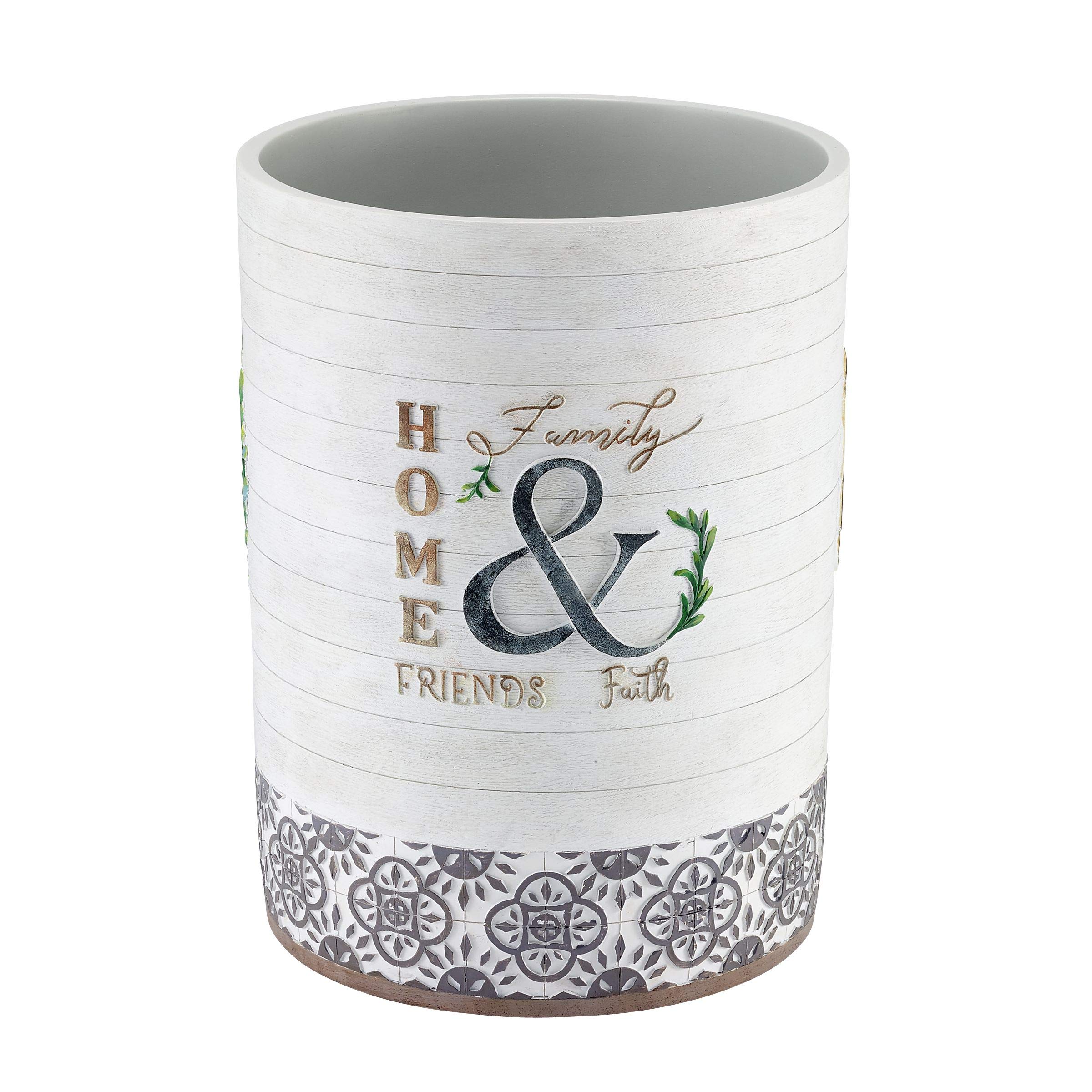 Avanti LinensWaste Basket, Decorative Trash Can, Chic Home Decor (Modern Farmhouse Collection)