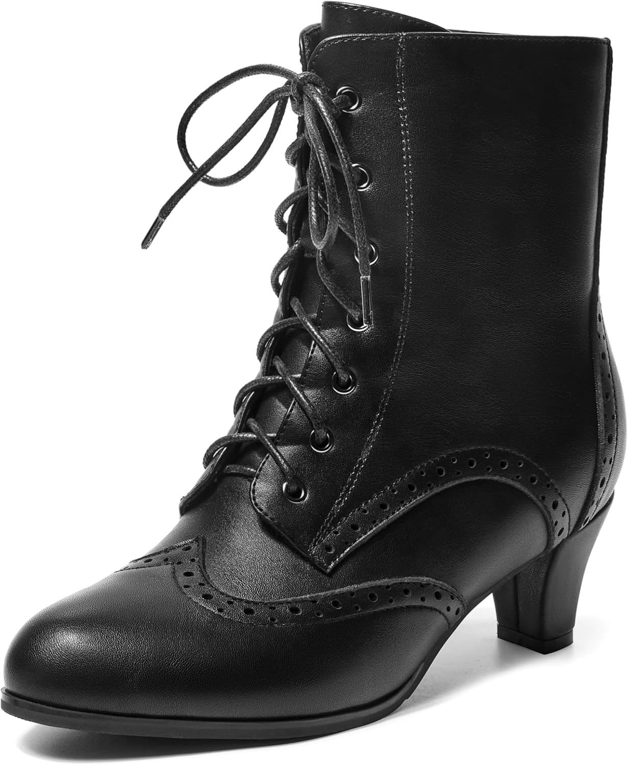 Women Vintage Victorian Boots with Side Zippers Wintip Lace Up Ankle Booties Cosplay