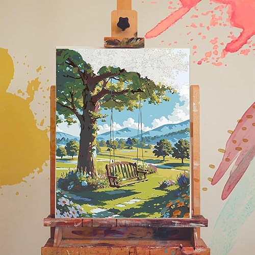 Vista 68 de xackcme Pintura de montaña por números para adultos, pintura de paisaje por número sobre lienzo sin marco, pintura al óleo de paisaje lunar