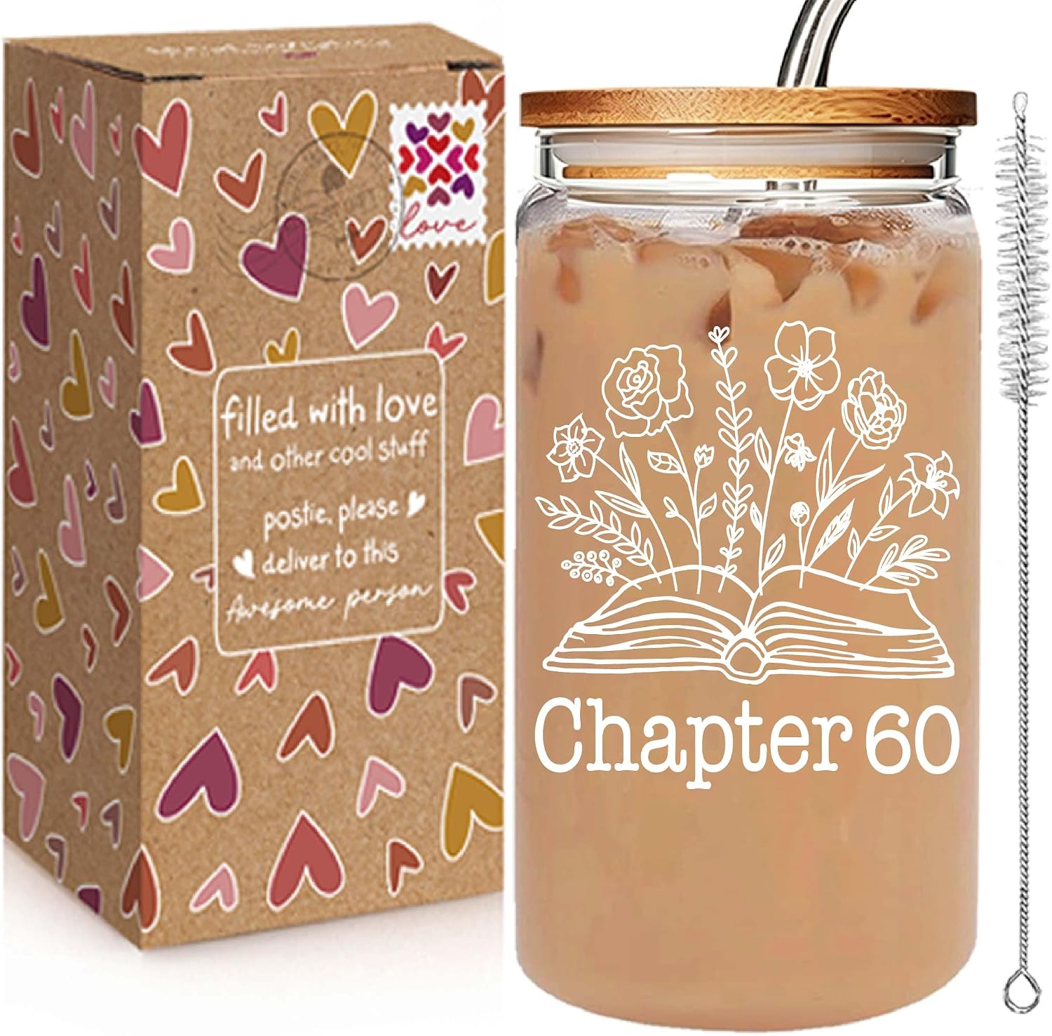 Birthday Glass Cup Gifts for Women, Fabulous Happy Birthday Gift, Birthdays Decorations for Women, Year Old Gifts Idea for Womens Sister Best Friend Daughter Wife, Bday Present (60chapt)