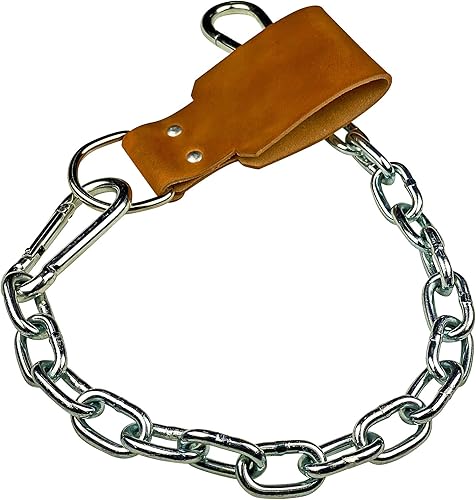 Correa de cuero para cinturón de inmersión con cadena para levantamiento de pesas, para inmersiones y dominadas con peso, fabricada en los Estados