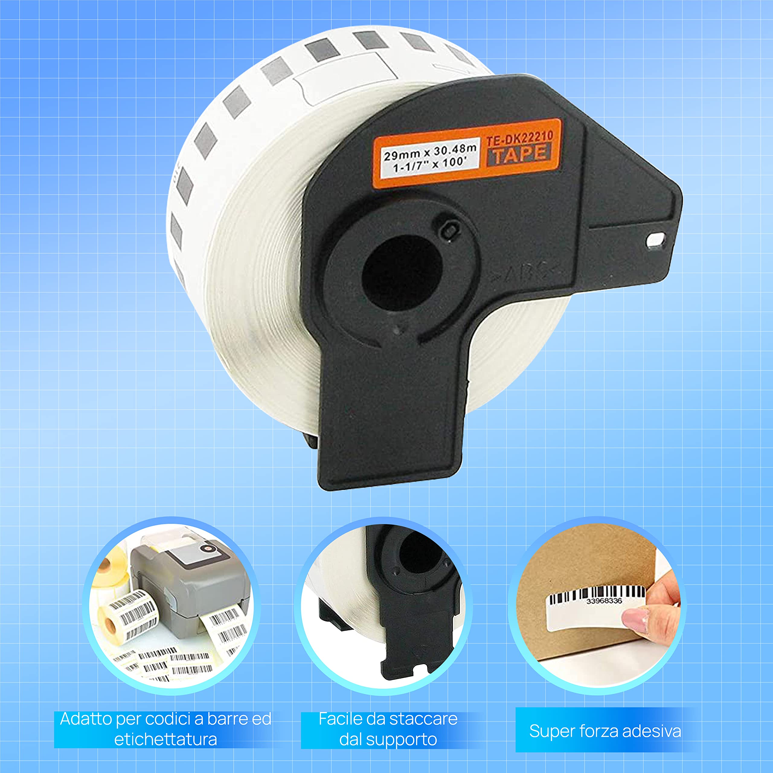 Bubprint 3 Etichette compatibile per Brother DK-22210 DK 22210 per P-Touch QL1050 QL1060N QL500BW QL550 QL560 QL570 QL580N QL700 QL710W QL720NW QL810W