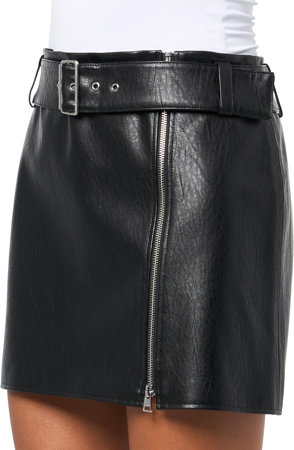 HUGO Women's Big Belt Buckle Mini Skirt