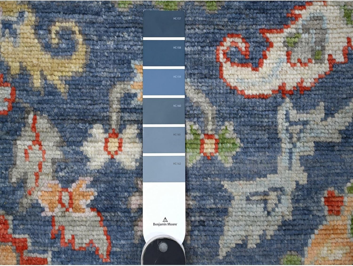 Blue Wool Weft Hand Knotted Afghan Angora Oushak Runner Oriental Rug (4'1"x11'9")