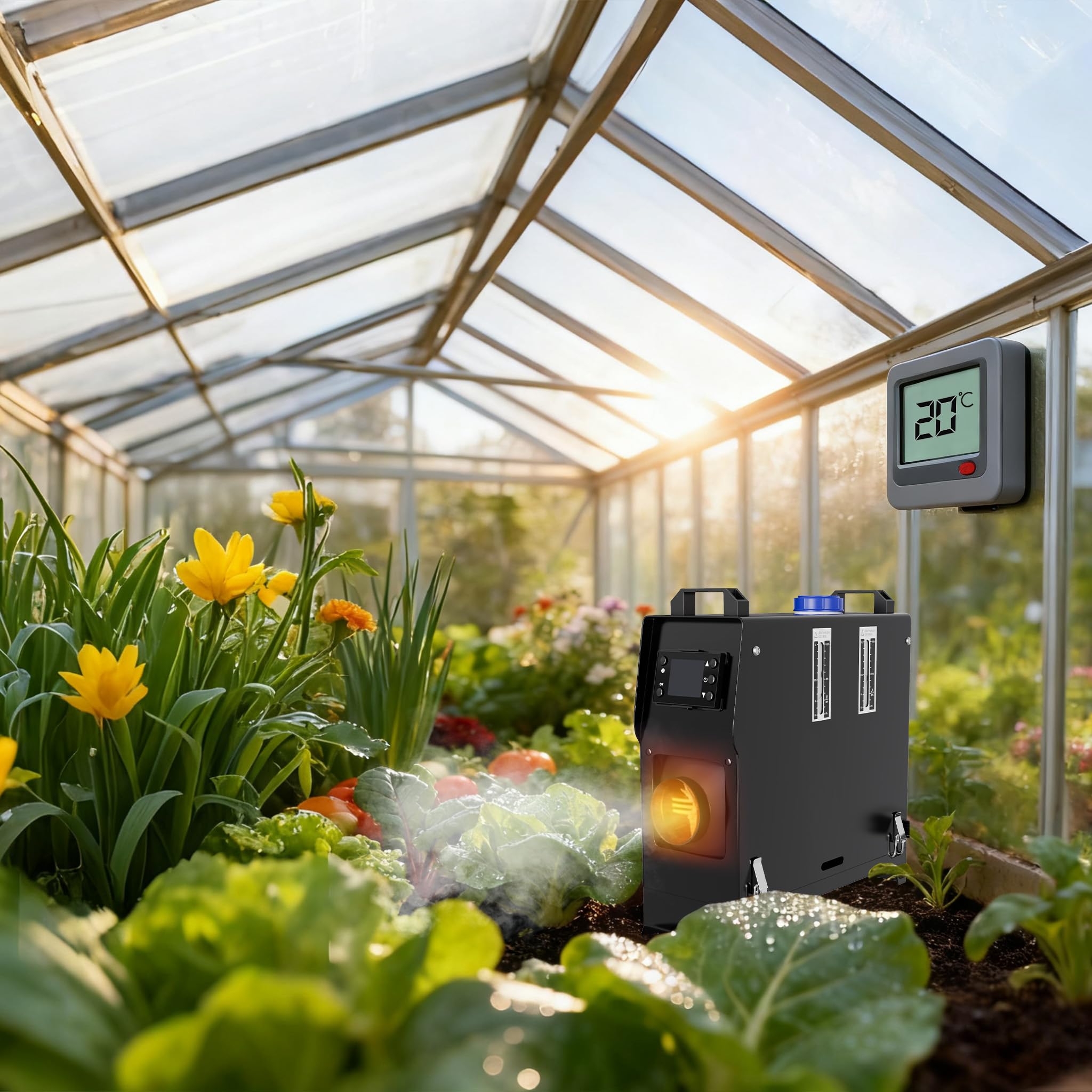 YRHome Chauffage diesel 12 V 8 kW - Chauffe-air diesel avec écran LCD, télécommande et sortie d'air rotative - Pour voiture, camion, camping-car, bateau, voiture, remorque - Noir