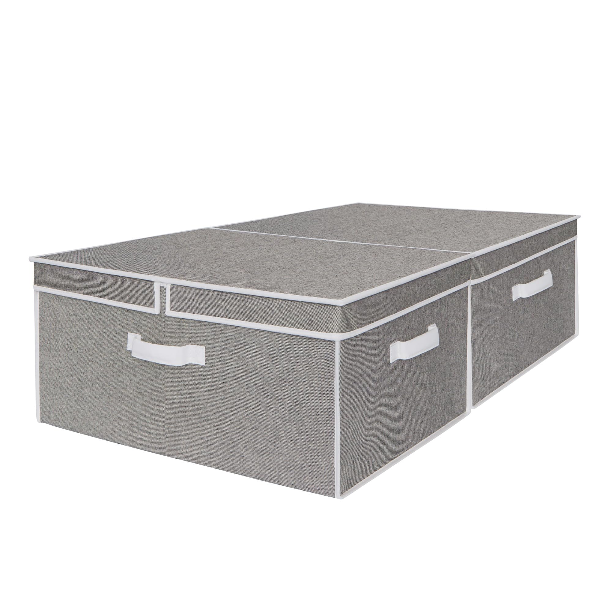 StorageWorks Top of Wardrobe Storage Boxes with Lids, 55L Fabric Storage Baskets with Divider Board, Decorative Storage Boxes with Lids, Shelf Storage Organisers with Handles, Grey, 2-Pack โ image 1