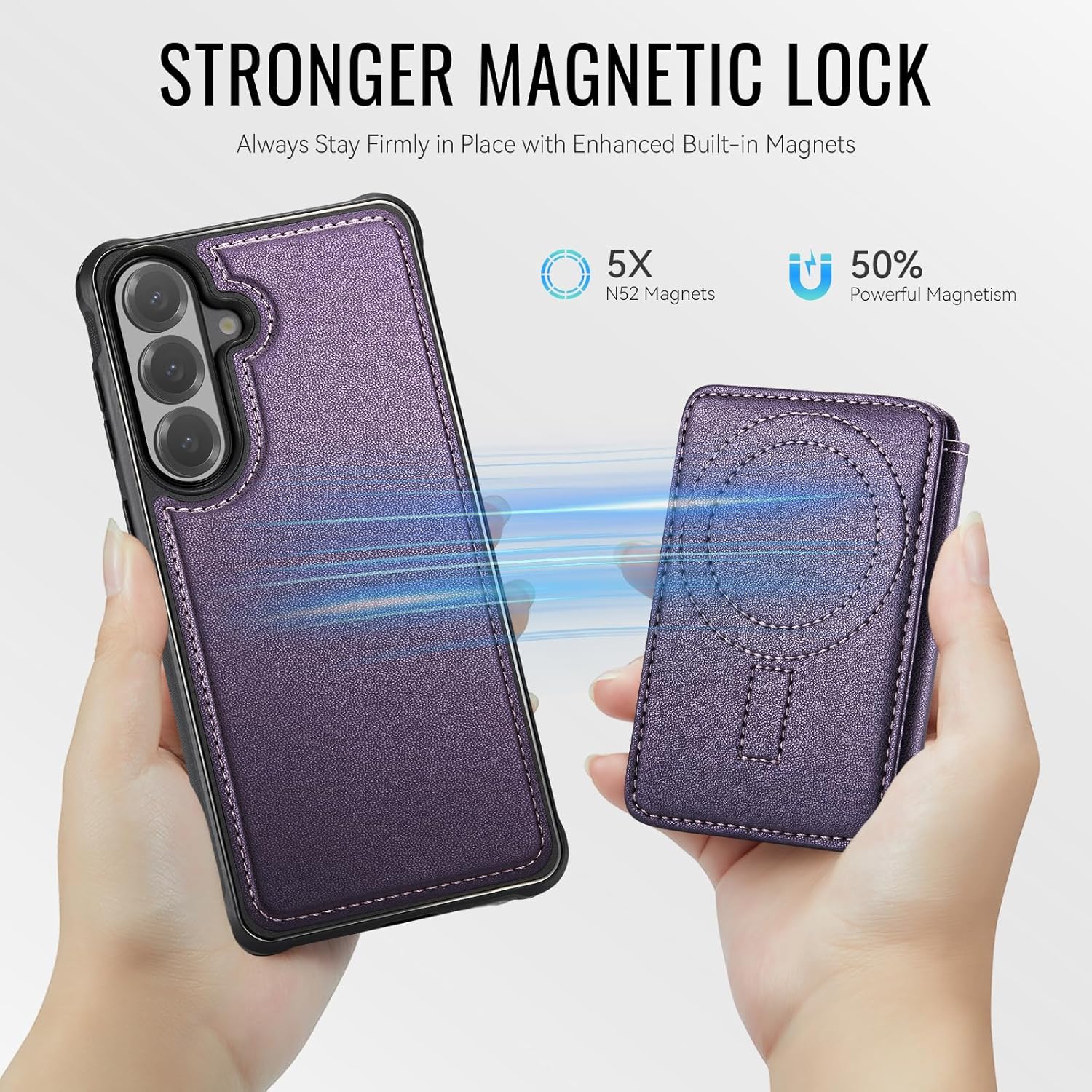 for Samsung Galaxy S26 Plus Case Wallet Compatible with Magsafe, RFID Blocking Magnetic Card Holder 2 in 1 Detachable Kickstand Shockproof Phone Case for Galaxy S26 Plus 6.7" Purple
