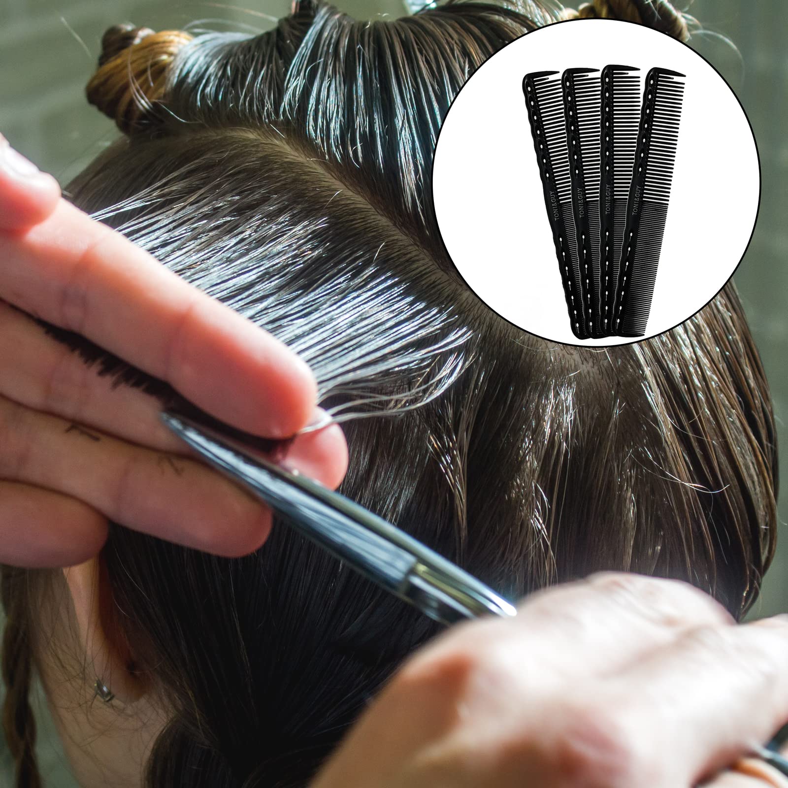 VICZON Carbon Fibre Fine Hair Comb, 4 Pack, Black, Professional Salon Hairdressing Comb, Heat Resistant, Anti-Static, Unisex, All Ages - Image 2