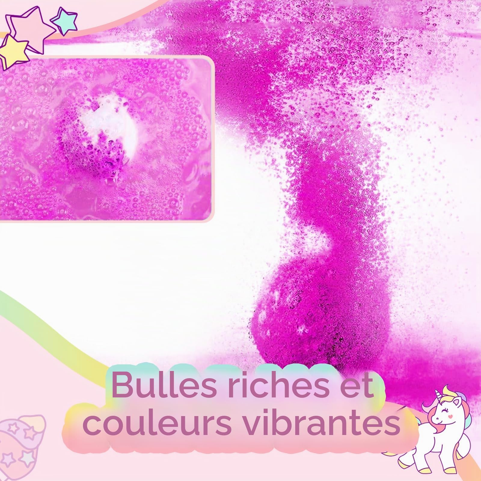 MeCids Lot de 6 bombes de bain bio pour enfants avec jouet surprise à l'intérieur, bracelets et bagues, kit de bombes de bain à bulles pour fille anniversaire et Noël