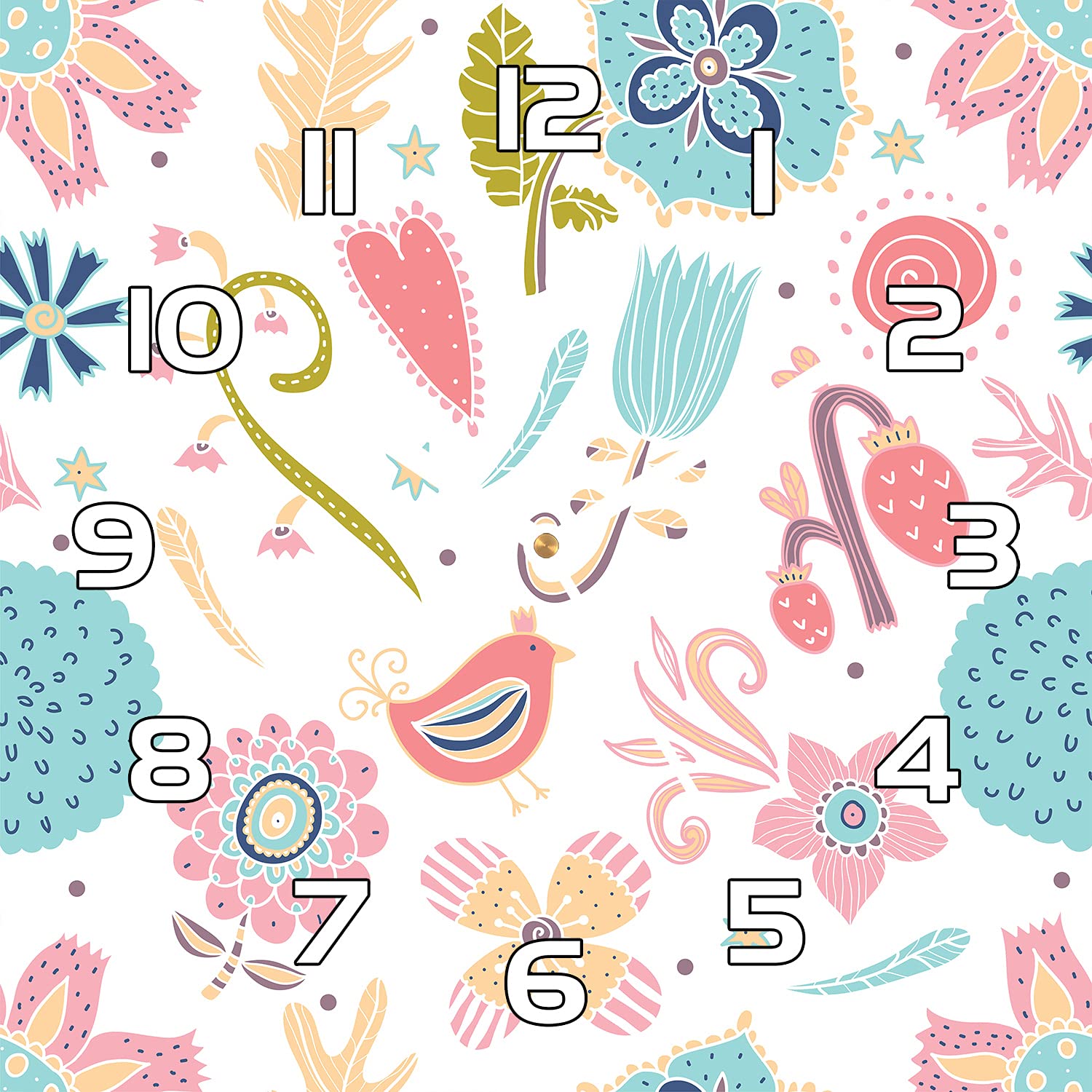 Horloge en verre 30x30 cm Coloray aux aiguilles blanches design moderne pastel
