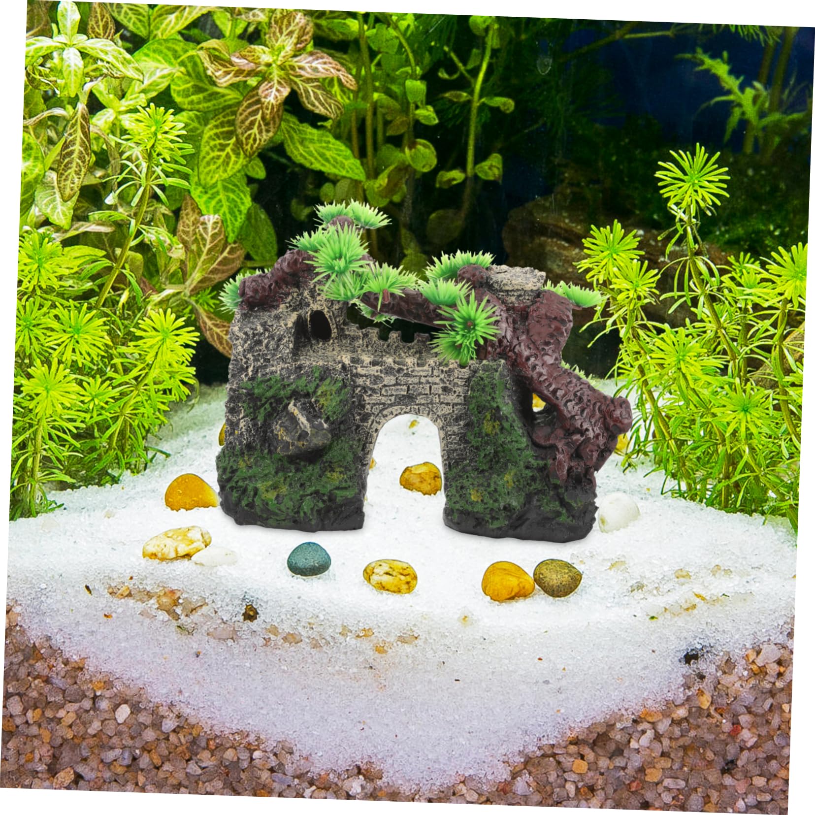 ABOOFAN 2 Pezzi Castello Acquario Artificiale Decorazione di Pesce Arredamento impostore Castello Decorativo dell'acquario UV Accessori Fornitura Acquario Artigianato in Resina per acquari