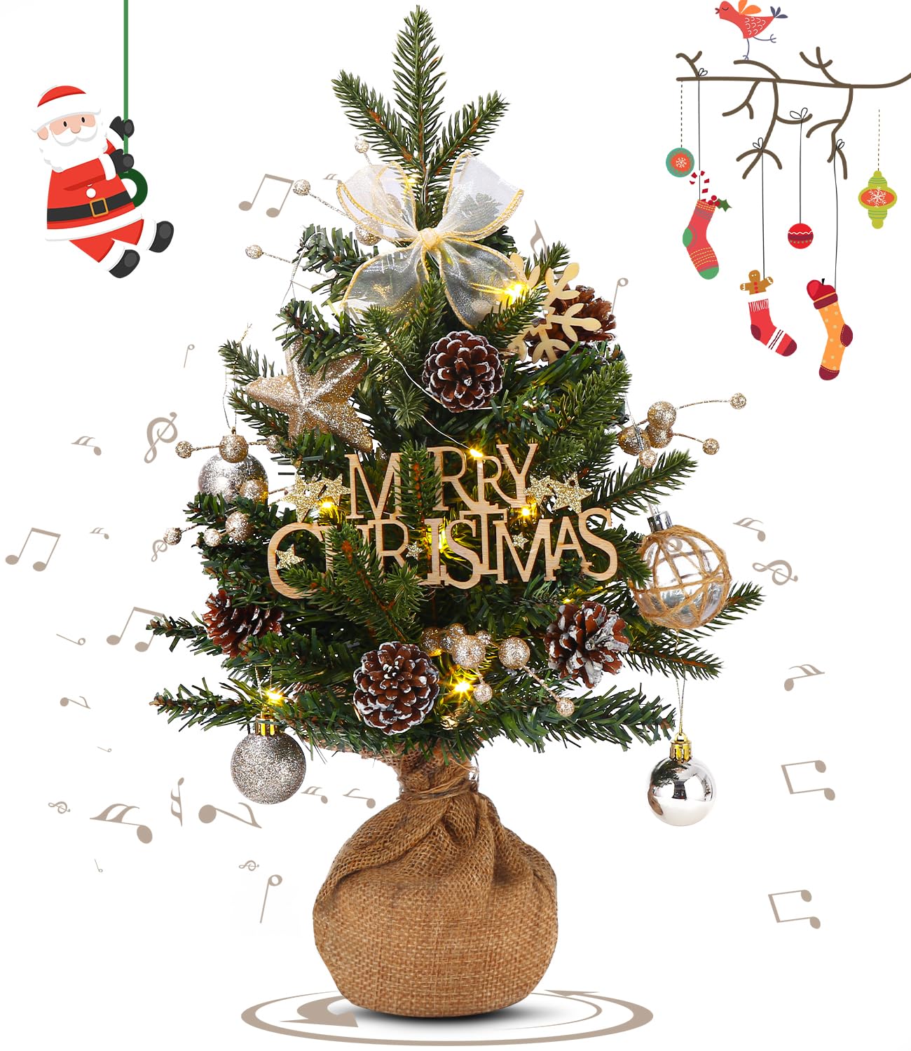Árbol de Navidad Giratorio, Arbres de Noël Rotatifs Avec Boîte à Musique,Mini árbol de Navidad de Mesa de 40 cm,Árbol de Navidad pequeño Decorado,Arbol Navidad para decoración de Navidad,Fiesta,hogar