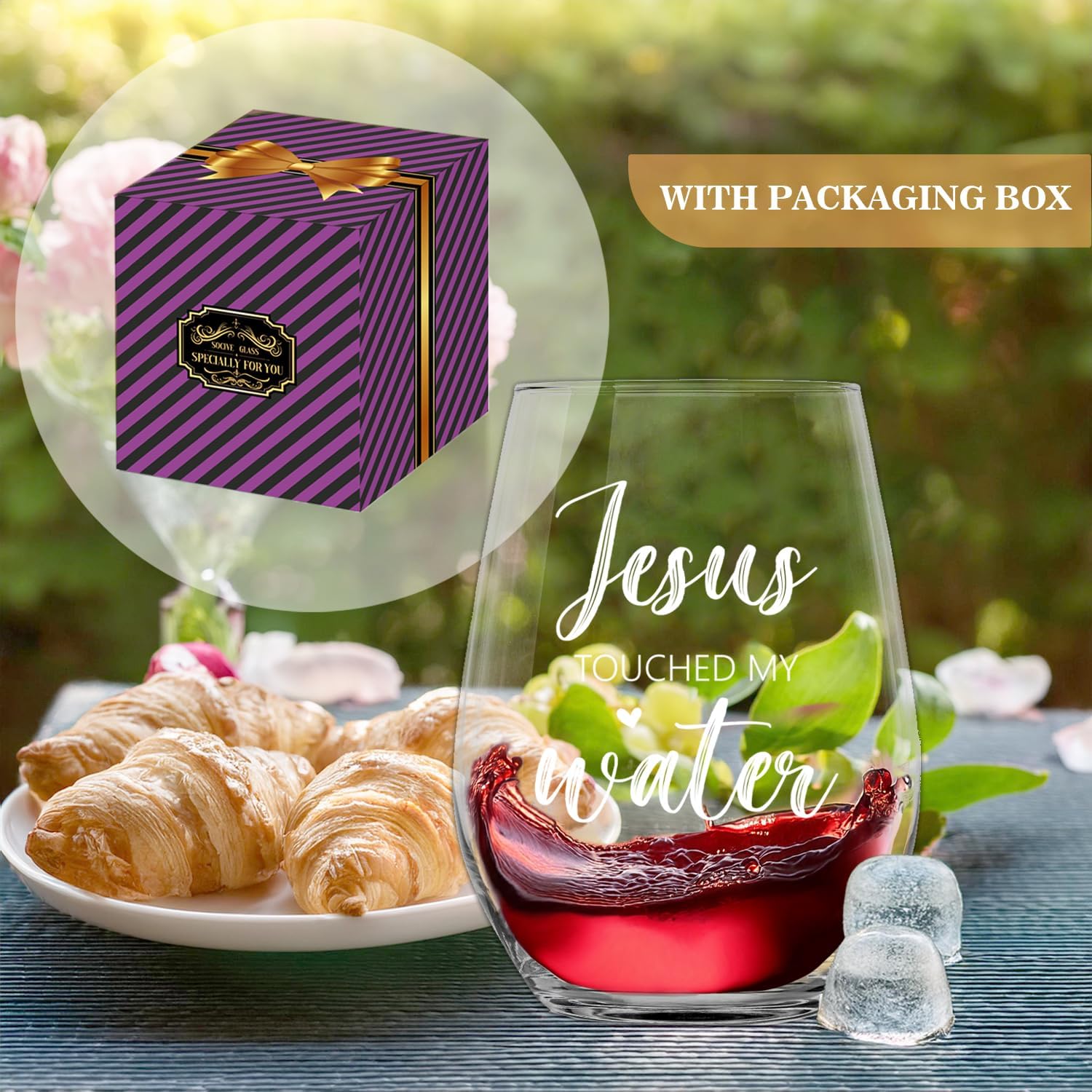 Touched My Water Wine Glasses, Funny Inspirational Gift for Women Gifts for Birthday Mom Father's Day Friendship Retirement Gifts (Clear-My Water) - Image 4