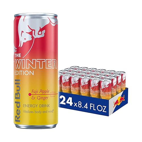 Red Bull Fuji Apple and Ginger Winter Edition Energy Drink, with 80mg Caffeine plus Taurine & B Vitamins, 8.4 Fl Oz, Pack of 24 Cans - Fuji Apple and Ginger - 8.4 Fl Oz, 24pk, (1x24)