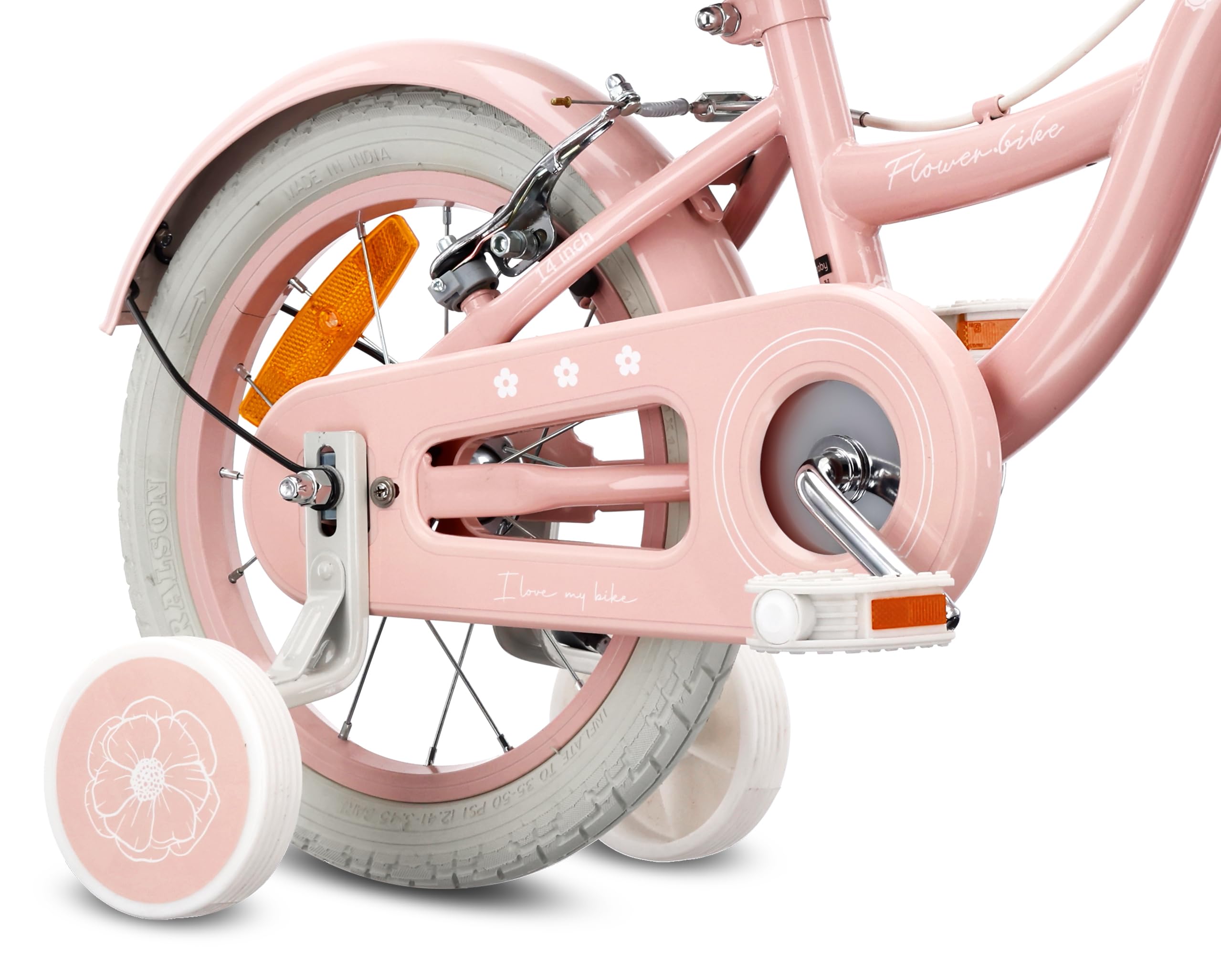 sun baby Kinderfahrrad 14/16 Zoll Flower Bike Retro - Mädchenfahrrad 3-6 Jahre, max. 50 kg - V-Brake-Bremsen, Stützräder, Klingel, Reflektoren, Stahlrahmen, verstellbar