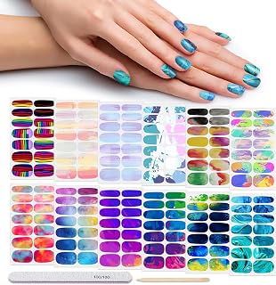 DANNEASY 12 Sheets Nail Polish Strips Rainbow Gradient Self Adhesive Nail Stickers Full Nail Wraps for Women Girl Stick on Nails Gel Strips Fingernails Manicure Nail Art Accessories