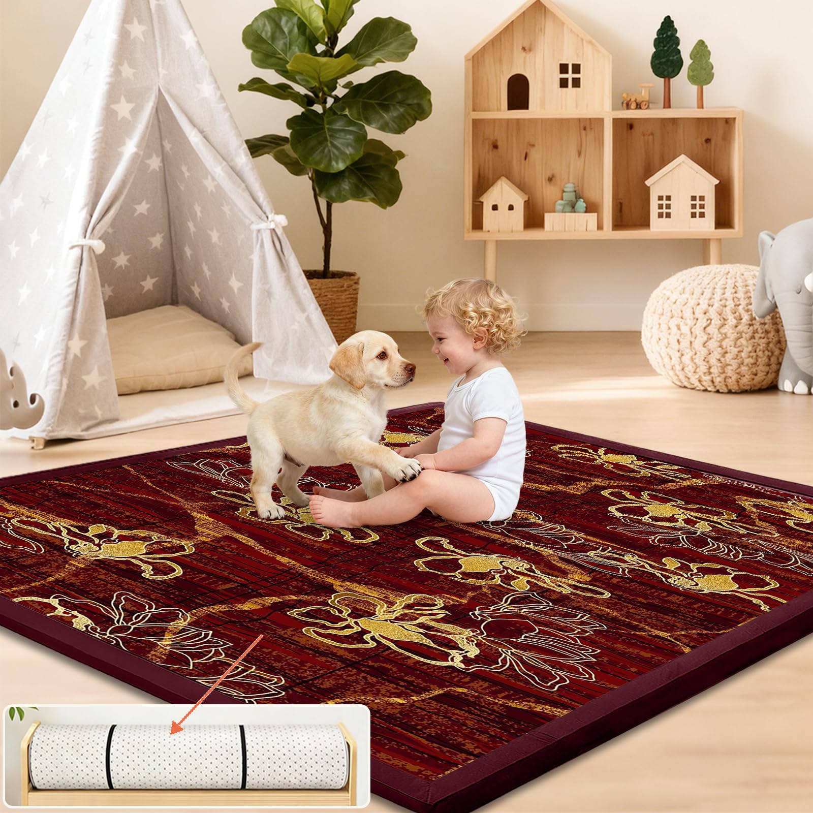 Tappeto Gioco per Bambini e Neonati Tappetino per Gattonare per la cameretta del Bambino Extra Spesso 2 CM per Creare Un'area di Gioco Sicura per i più Piccoli 50 x 180cm