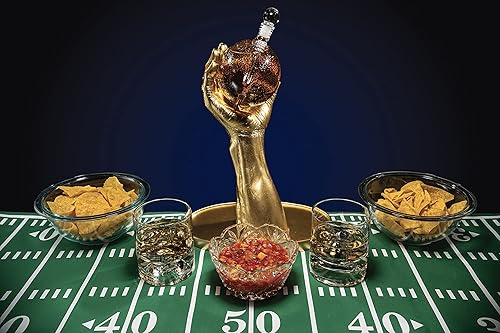 Miniatura 7 de Regalos de fútbol para hombres, papá, decantador de whisky con mano realista de mariscal de campo + 2 vasos, juego y gafas, ideas de regalo de