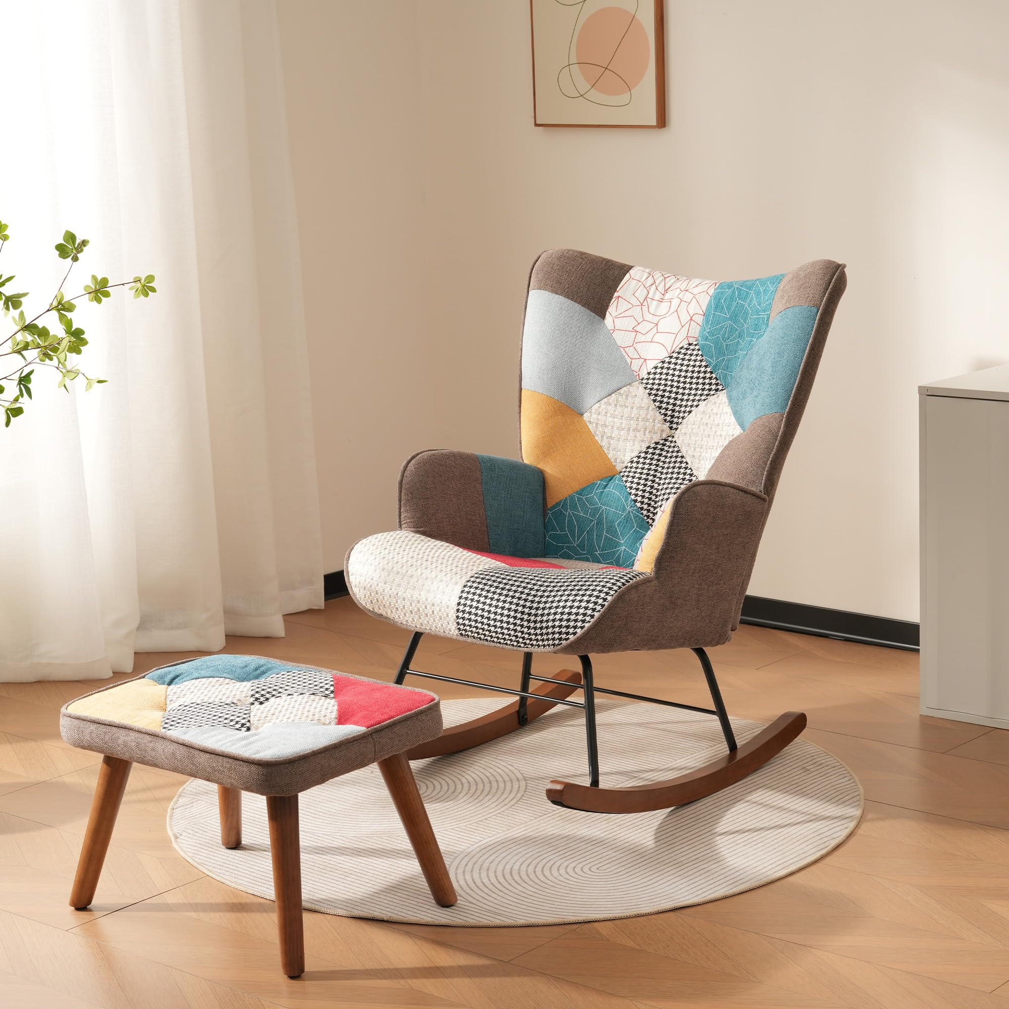BTM Chaise À Balancer Et De Loisir, Design Tressé Avant Et Arrière, Sessel pour Salon, avec Repos Pieds