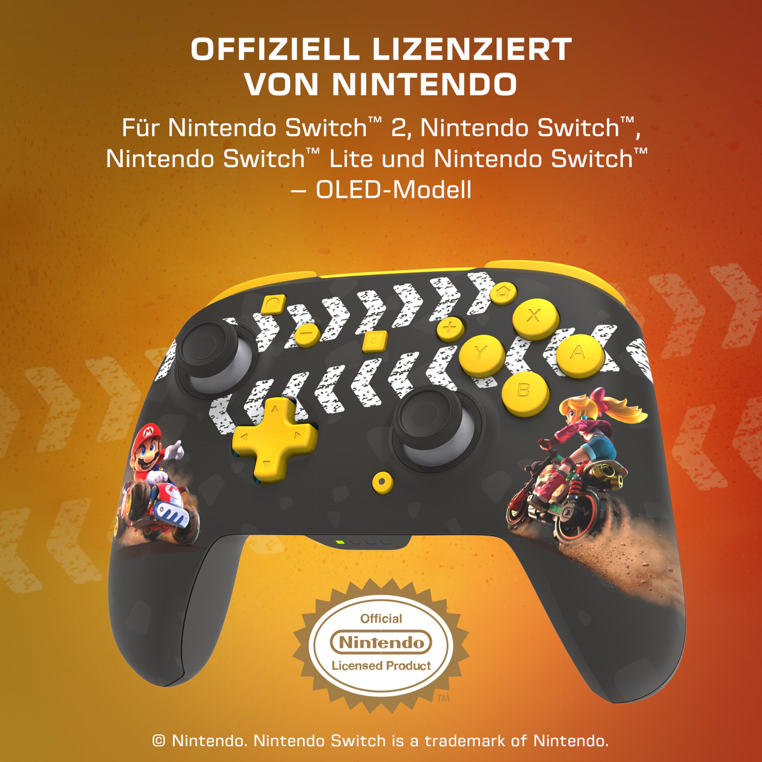 Turtle Beach Rematch Wireless Controller: Mario Kart World – Offiziell lizenziert für Nintendo Switch 1 und 2, TMR-Thumbsticks, anpassbares RGB, wiederaufladbarer Akku