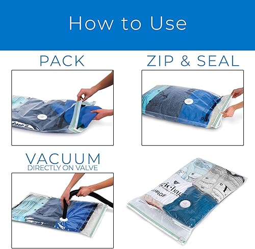 Miniatura 6 de Smart Design MagicBag - Bolsas planas de almacenamiento al vacío resistentes, tamaño grande, 3 bolsas, bolsas de almacenamiento al vacío ahorradoras