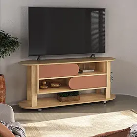 Rack 1,50mt para TV até 65 polegadas rodizios 2 portas de correr MUNDY cor Naturale/Terracota - Artely