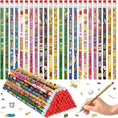 60 lápices de regreso a clases, lápices escolares del primer día, lápices inspiradores HB con borrador, lápices motivacionales sin afilar,