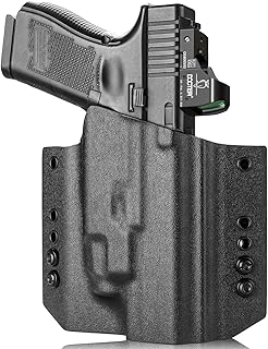 WARRIORLAND OWB Kydex Holster Optic Cut Compatible with Glock 17 G19 G44 G45 GEN 1-5 G23 G32 Gen 3-4 w/TLR-7 TLR-7A, Outside Waistband Carry Holster G19 TLR 7, Adj. Carry Position, Right Hand - WARRIORLAND