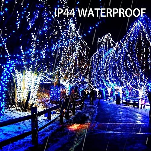 Vista 40 de Dazzle Bright - Guirnalda de luces de Navidad blanco cálido, 82 pies, 1000 luces LED impermeables de alambre verde con 8 modos, luces al aire libre